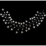 Accesoriu modern pentru decor par WED08F Argintiu cu cristale si perle de 35cm Accesoriu modern pentru decor par WED08F Argintiu cu cristale si perle de 35cm
